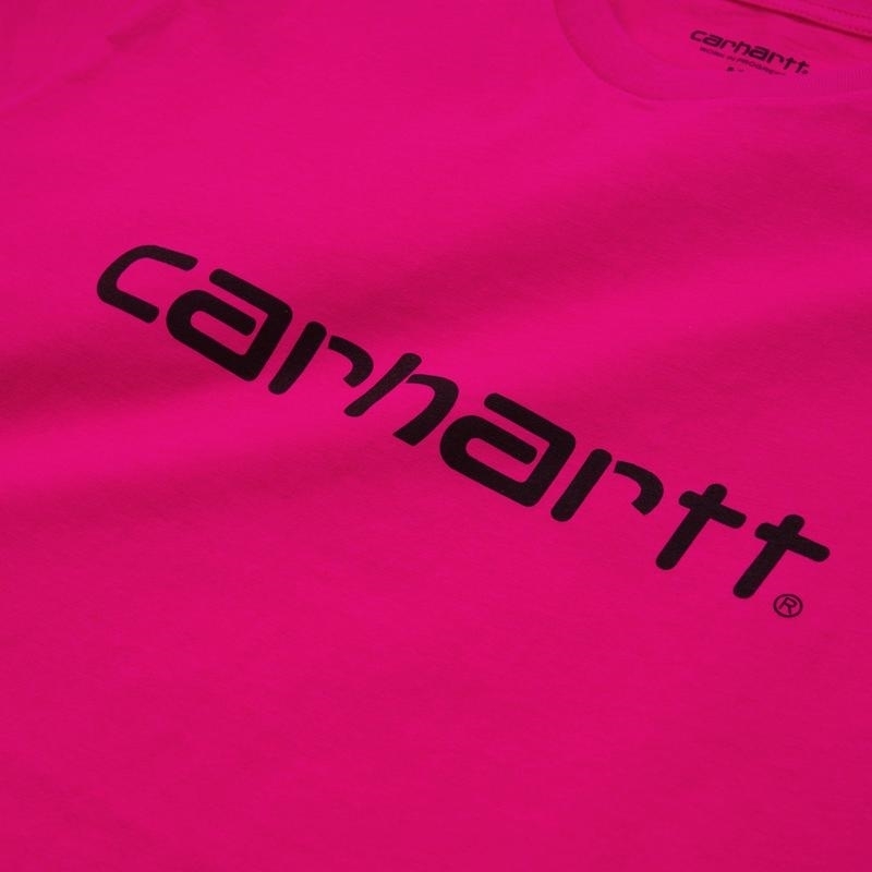 Carhartt WIP Футболка S/S Script T-Shirt RUBY PINK / BLACK. - фото 17739
