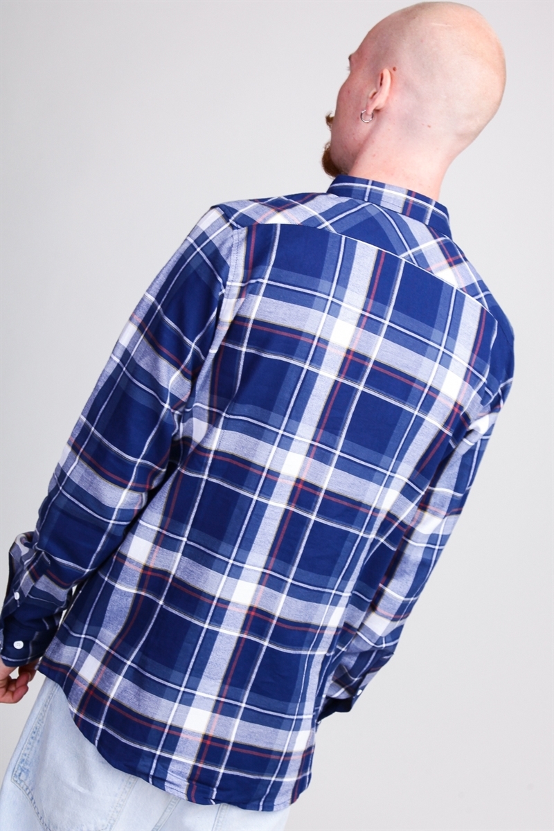 Рубашка URBAN CLASSICS Check Shirt Indigo/White/Red/Goldenoak - фото 21162