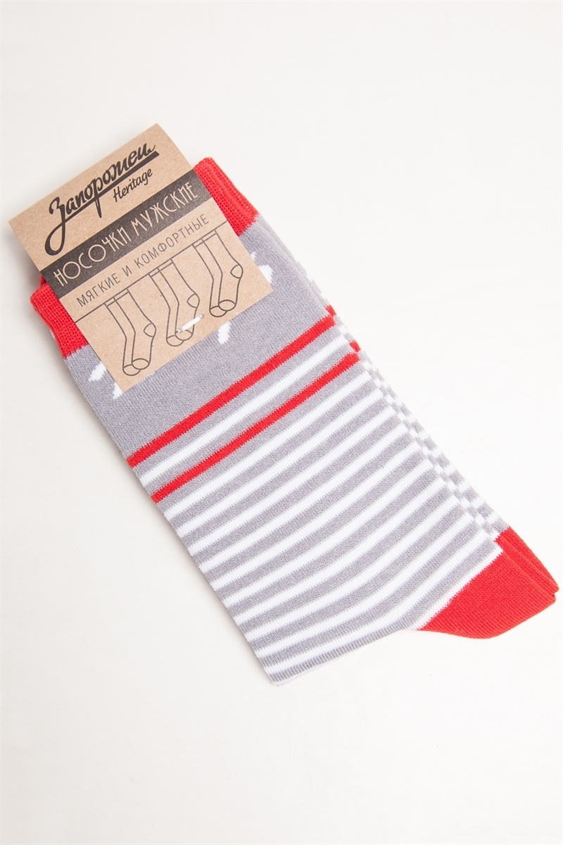Носки ЗАПОРОЖЕЦ Добро Красный/Серый - фото 21212