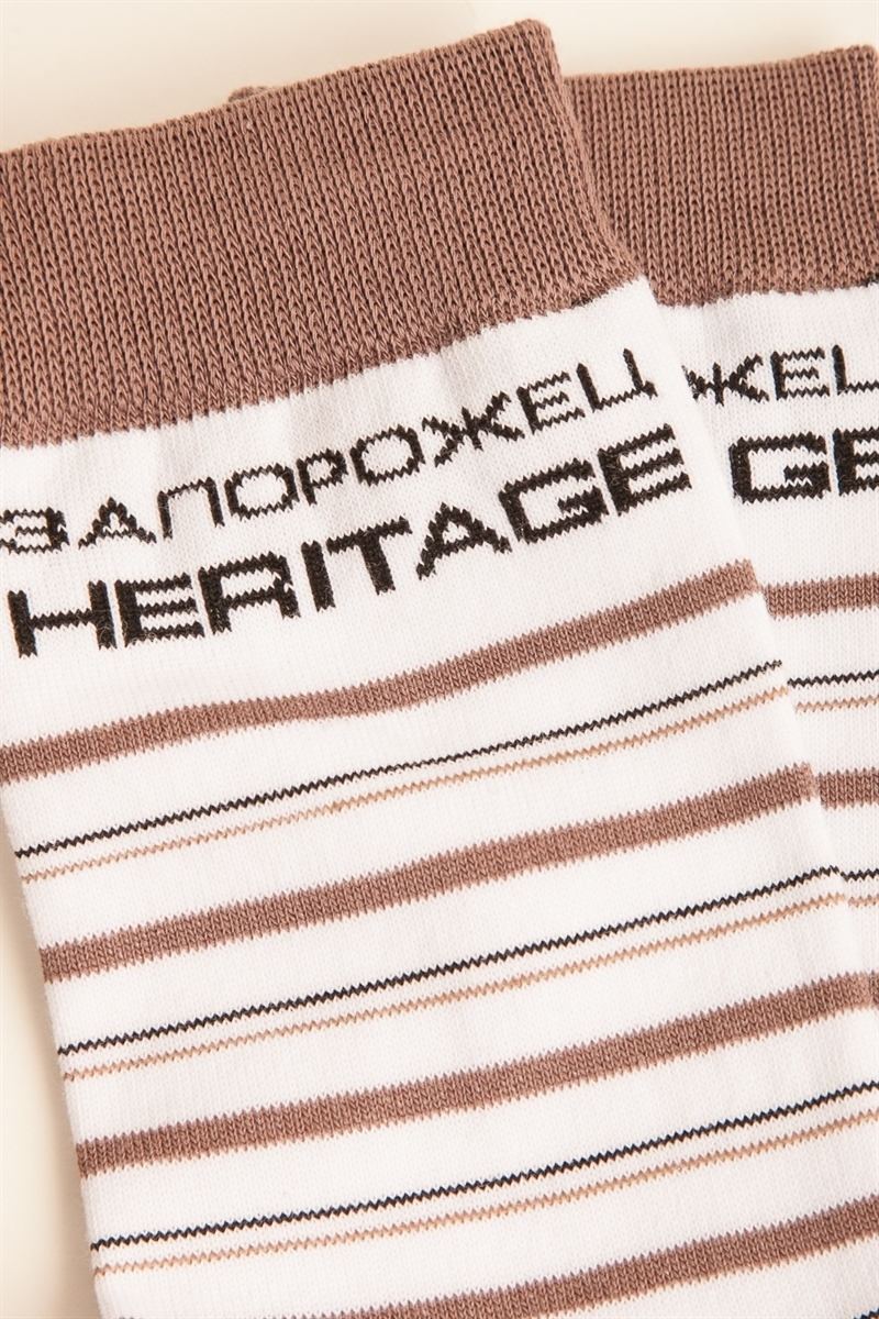 Носки ЗАПОРОЖЕЦ HERITAGE Полоски 2019 Белый/Коричневый - фото 21276