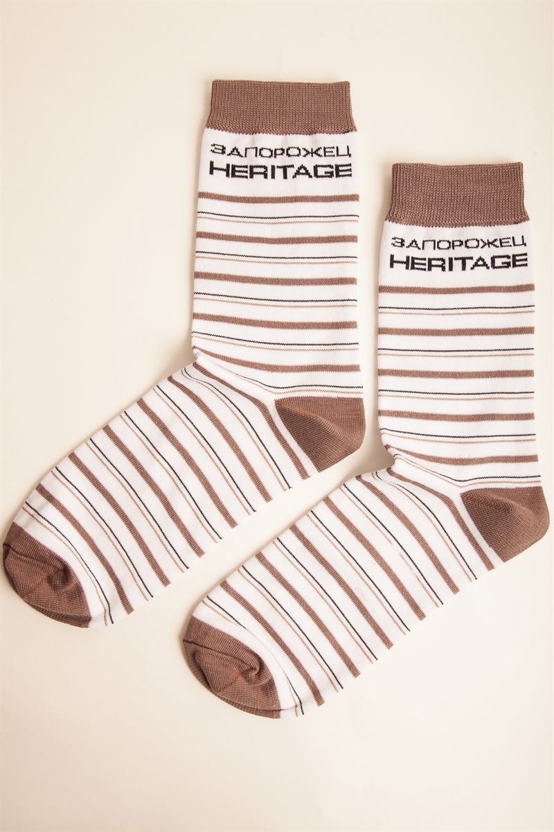 Носки ЗАПОРОЖЕЦ HERITAGE Полоски 2019 Белый/Коричневый - фото 21277