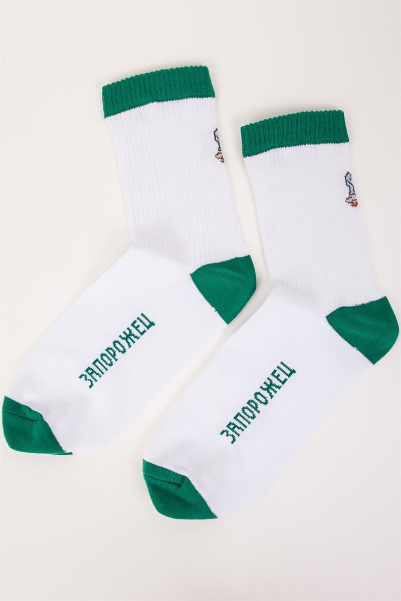 Носки ЗАПОРОЖЕЦ Утка Backside Белый/Светло-зеленый - фото 21300