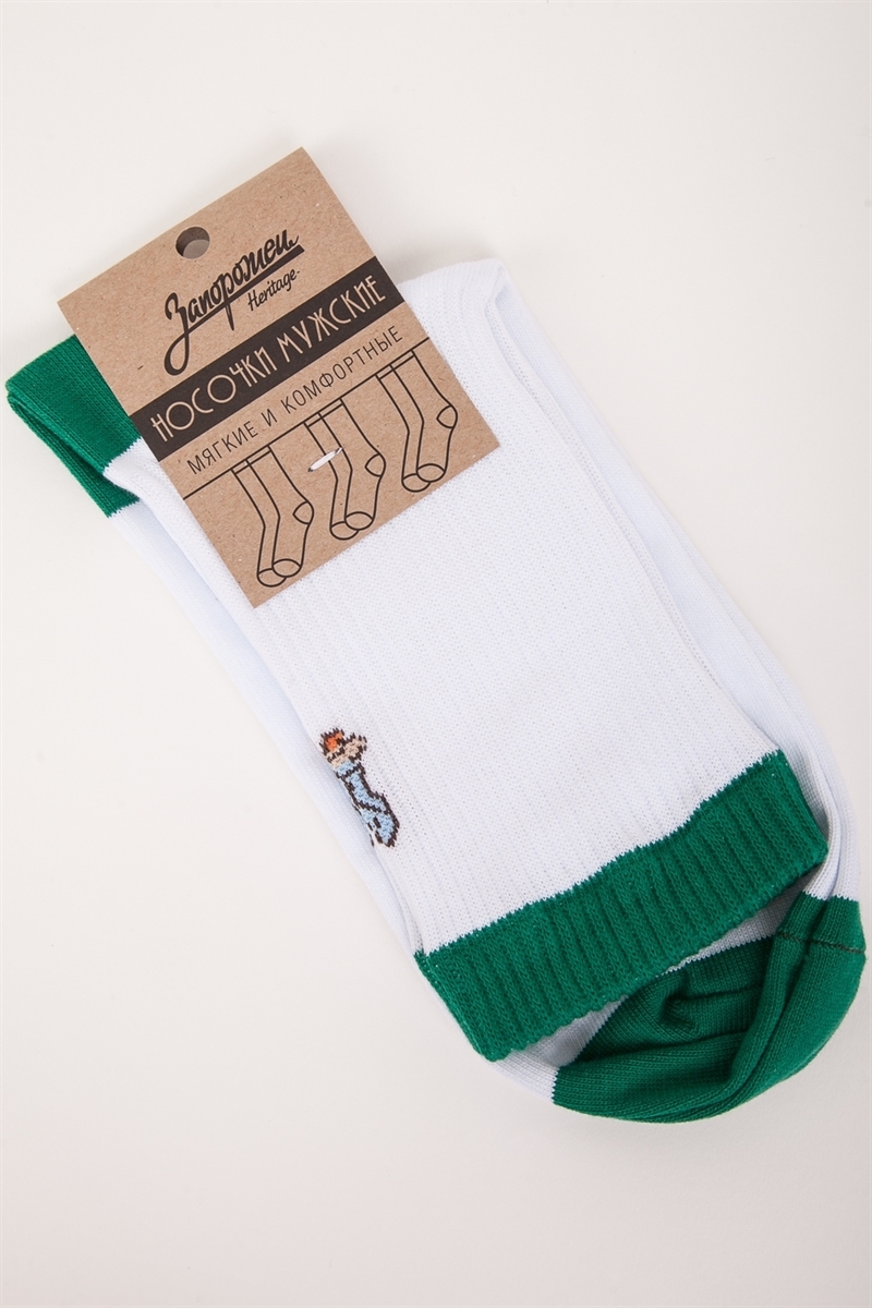 Носки ЗАПОРОЖЕЦ Утка Backside Белый/Светло-зеленый - фото 21301