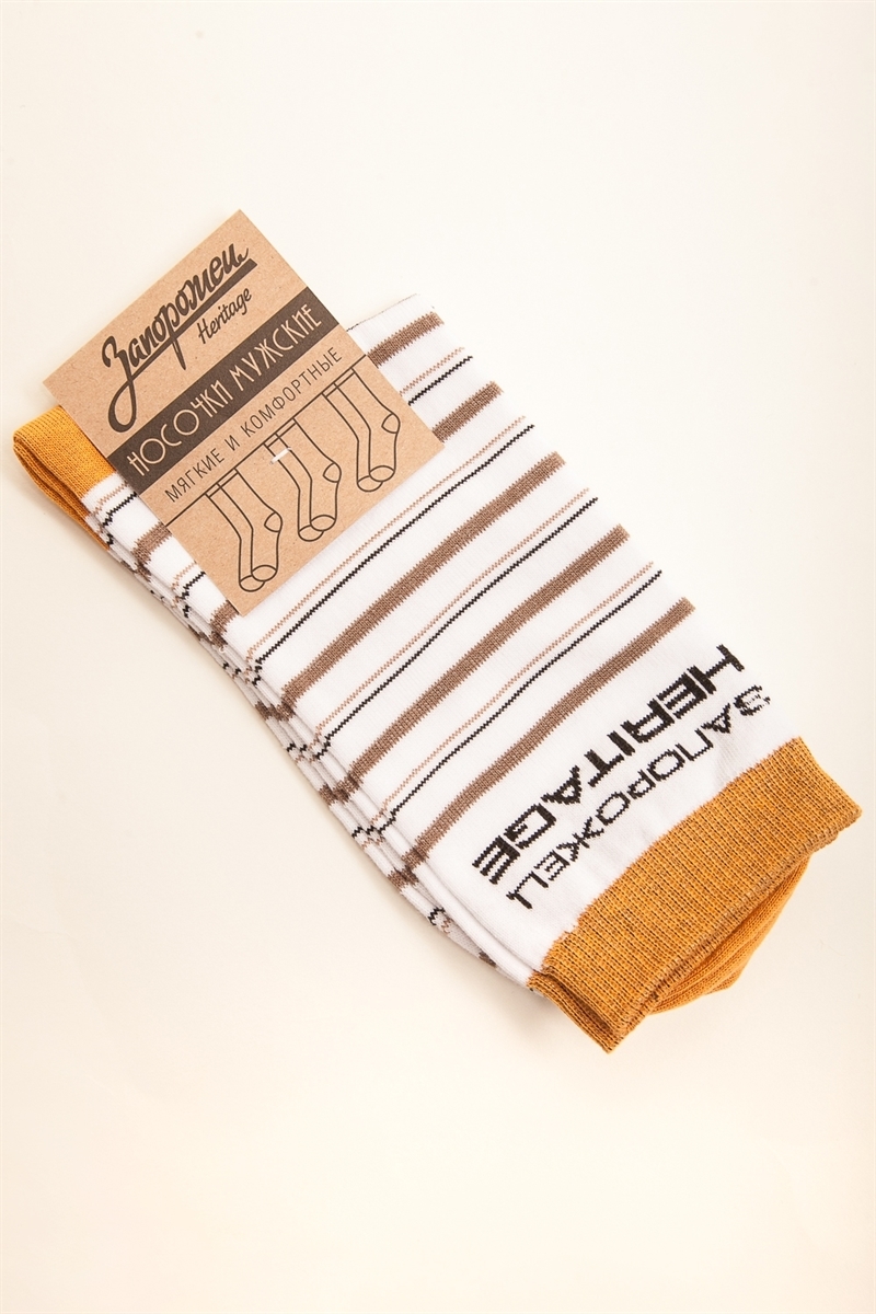 Носки ЗАПОРОЖЕЦ Полосы 3 Белый 35-40 - фото 21429