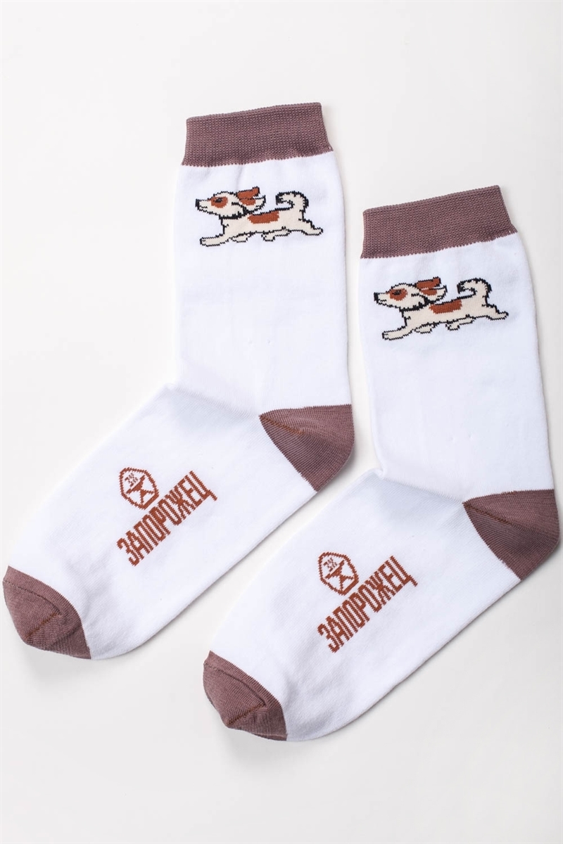 Носки ЗАПОРОЖЕЦ Собачка Белый 41-45 - фото 21495