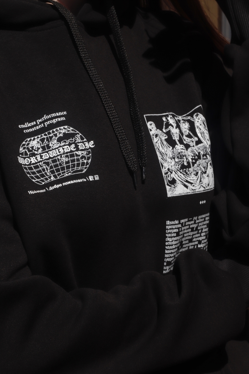 Толстовка Колос "Worldwide die" черная - фото 24481