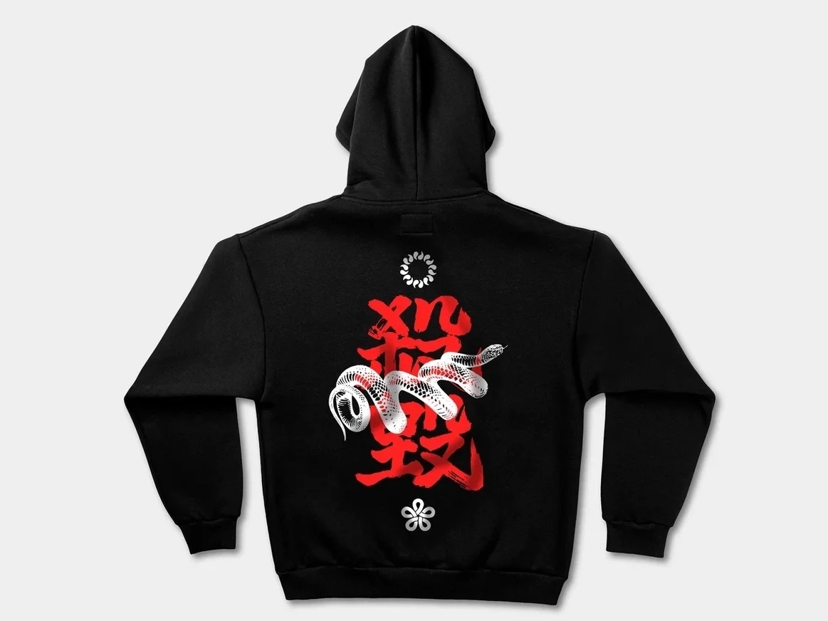 Худи КУЛЬТУРА oversize  "Tokyo snake", черный - фото 28447
