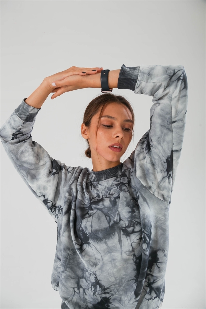 Толстовка КУЛЬТУРА oversize  "basic", tie dye серый - фото 31737