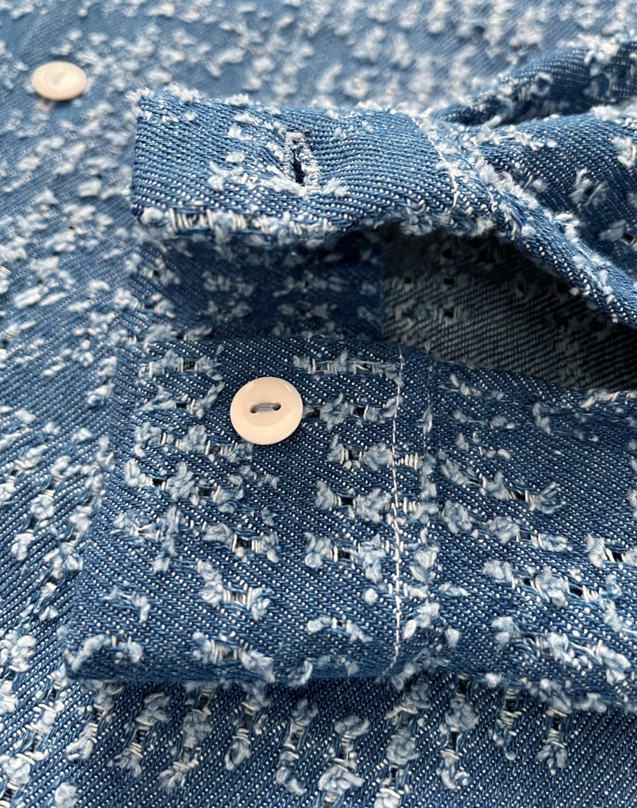 Джинсовая рубашка "SoWhat?" с рваным низом - фото 33991