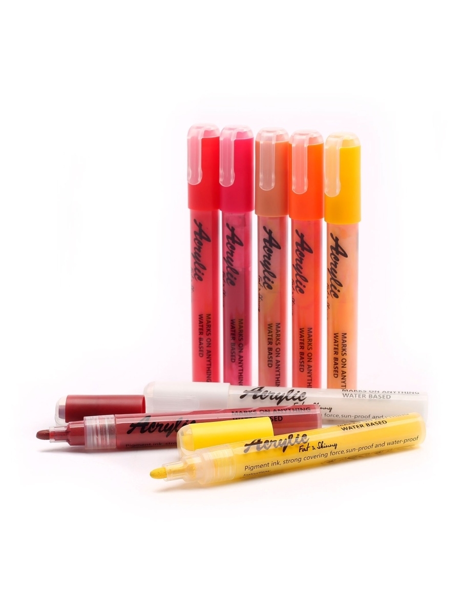 Fat&Skinny FIRE 8 шт набор маркеров акриловых двусторонних - фото 34220