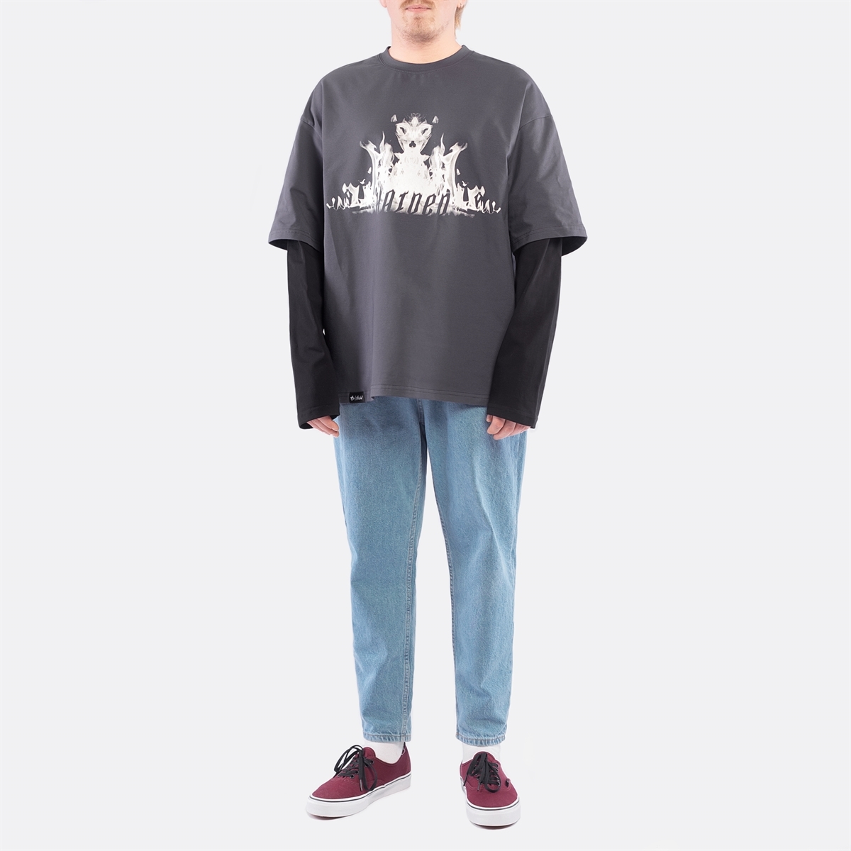 Горе Лонгслив INFLAMED RLXD FAUX LS TEE dk.grey/black - фото 34478