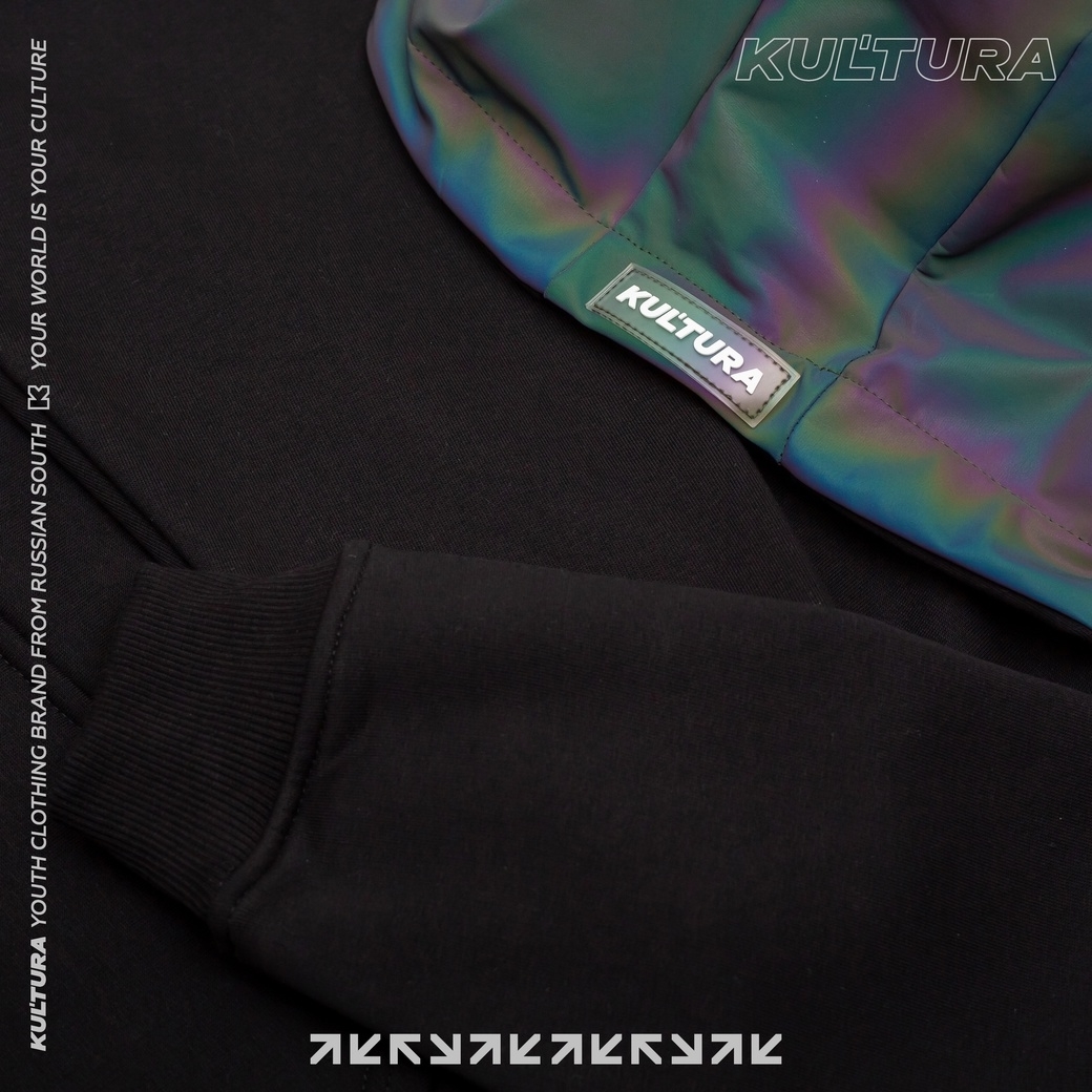 Худи КУЛЬТУРА oversize  "Rainbow reflective", черный - фото 35415