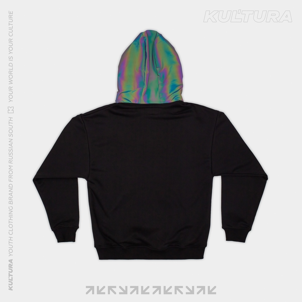 Худи КУЛЬТУРА oversize  "Rainbow reflective", черный - фото 35416