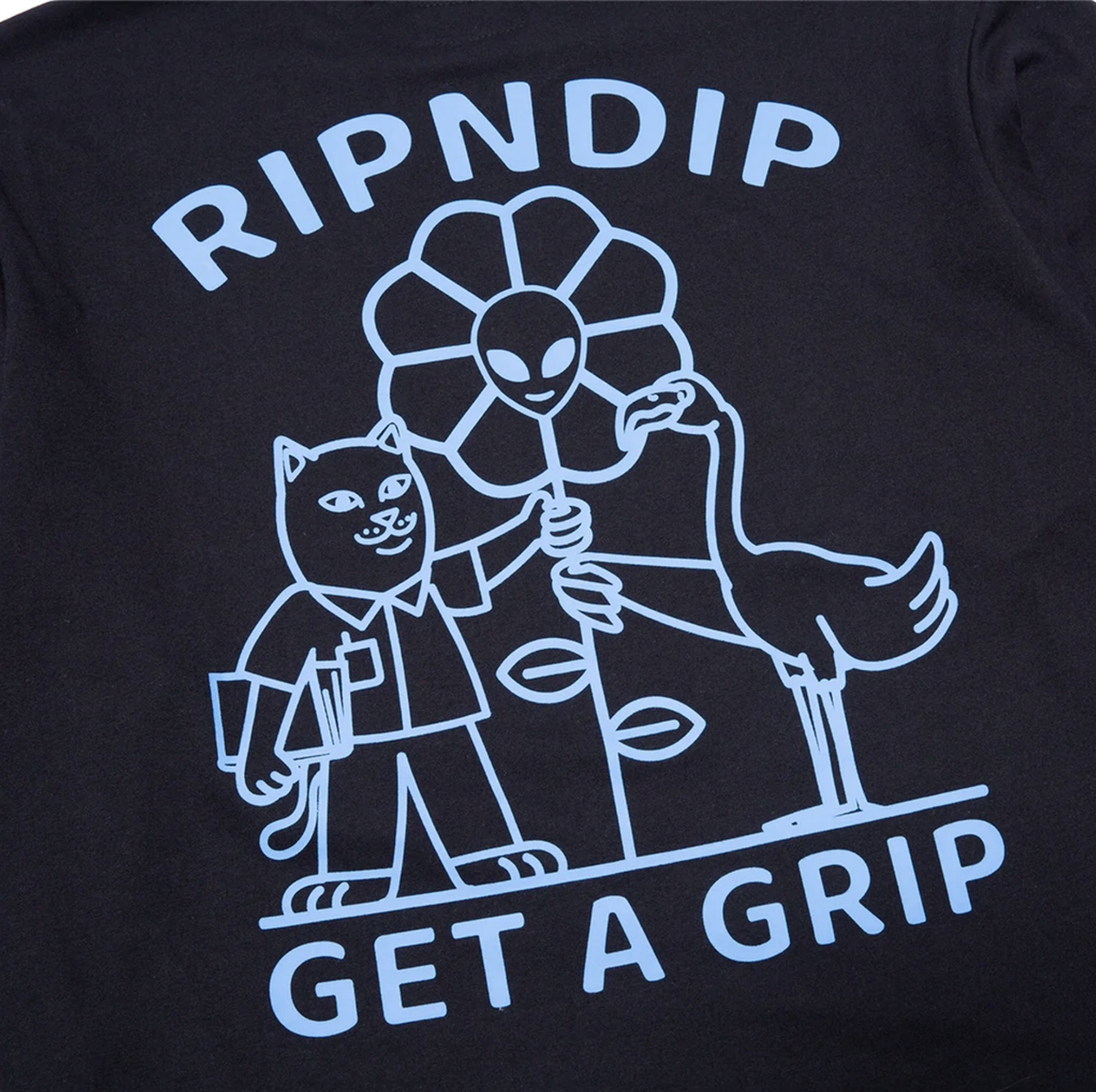 Лонгслив RIPNDIP Get A Grip Double Sleeve Tee Black / Light Blue Tie Dye - фото 37598