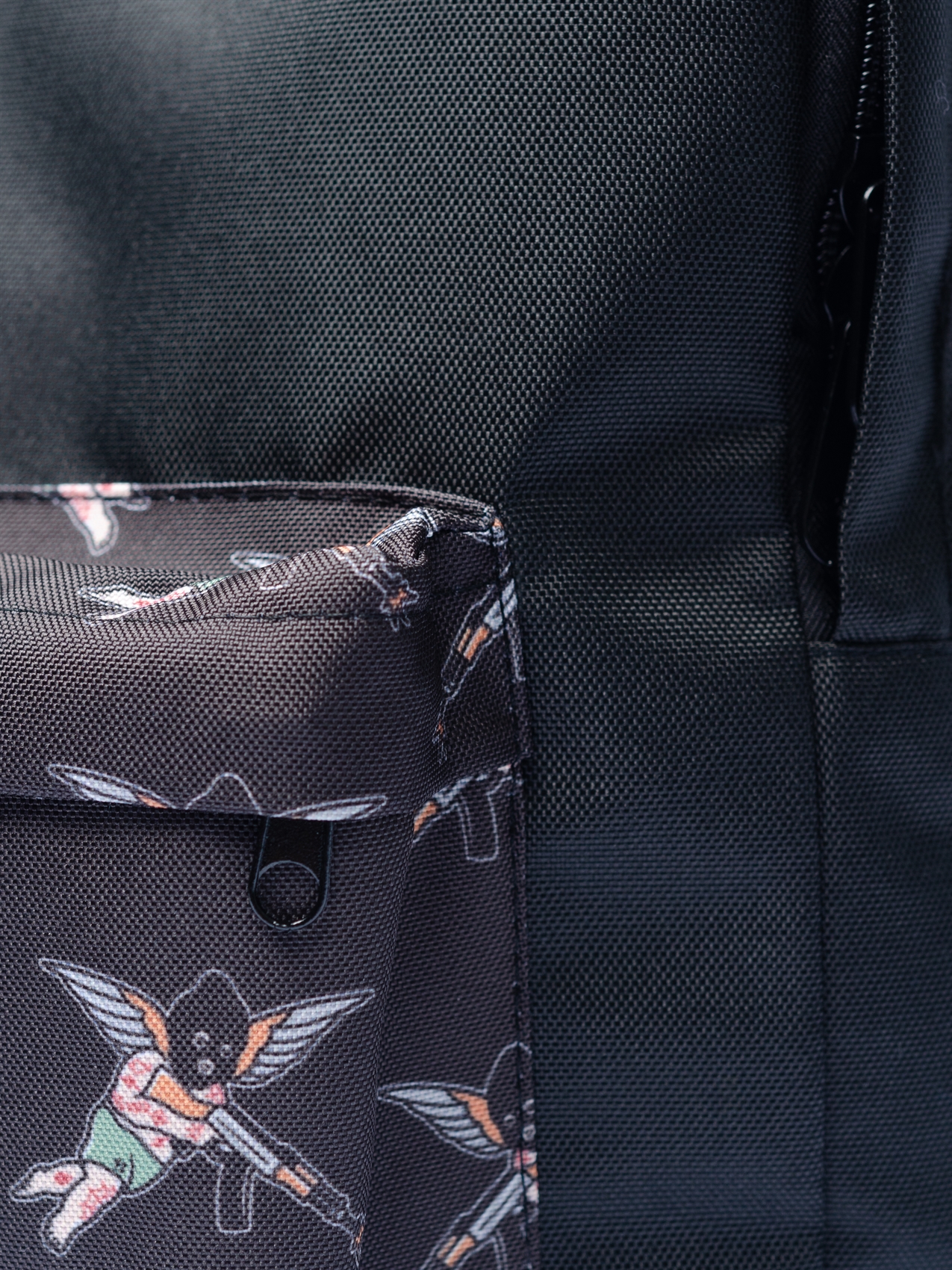 Рюкзак Oldy принт карман (черный, ангелы) - фото 37775