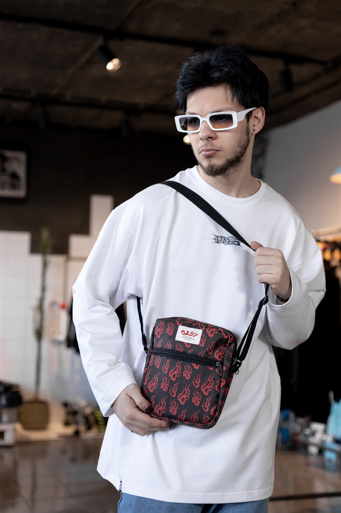 Сумка-мессенджер Oldy - max черный, красный огонь - фото 39633