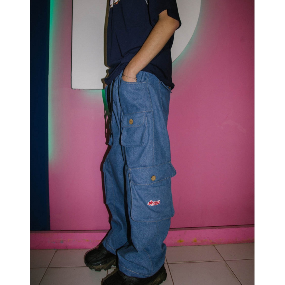 Широкие карго джинсы Sowhat / голубой - фото 39801