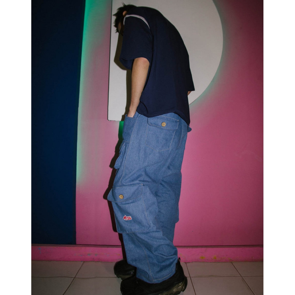 Широкие карго джинсы Sowhat / голубой - фото 39803