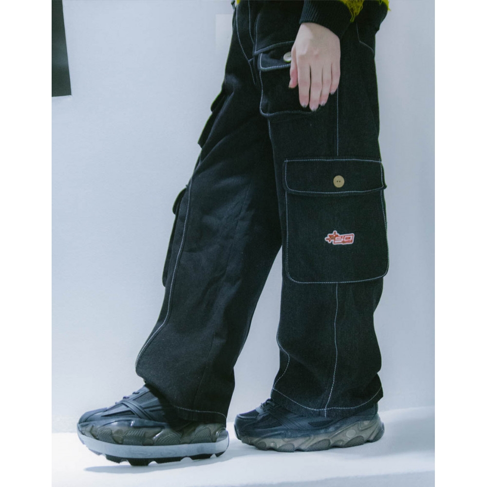 Широкие карго джинсы Sowhat / черный - фото 39807