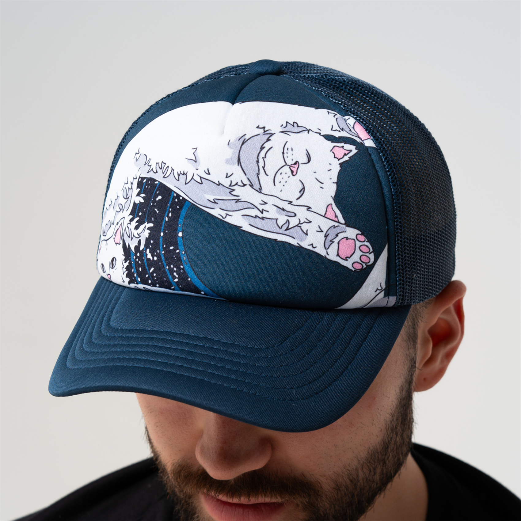 Бейсболка RIPNDIP GREAT WAVE TRUCKER HAT (SLATE) - фото 48801