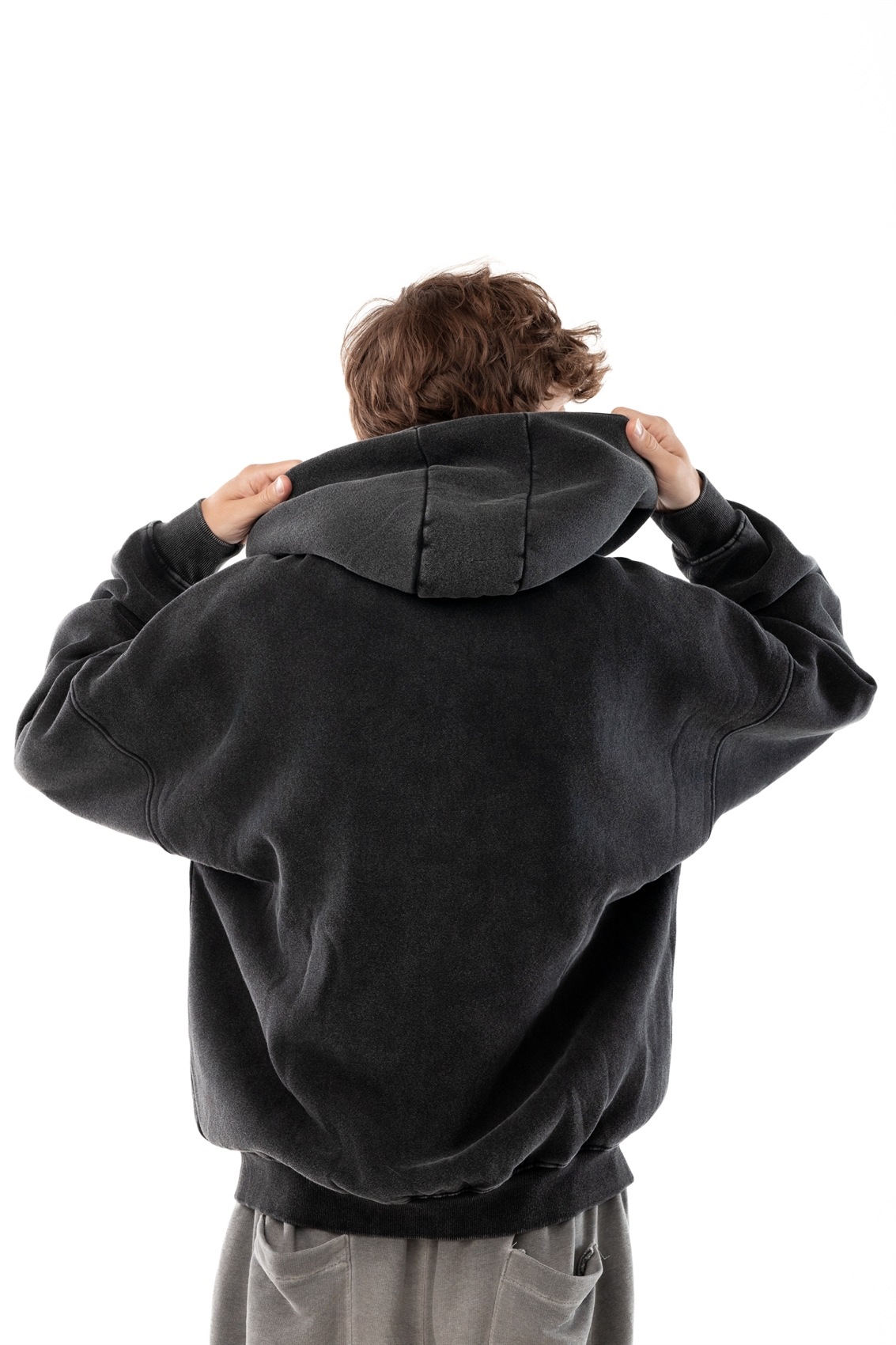 Зип-худи Бордшоп1 washed утепленный черный - фото 49511