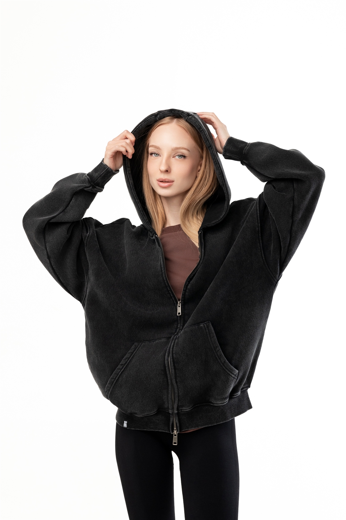 Зип-худи Бордшоп1 washed утепленный черный - фото 49529