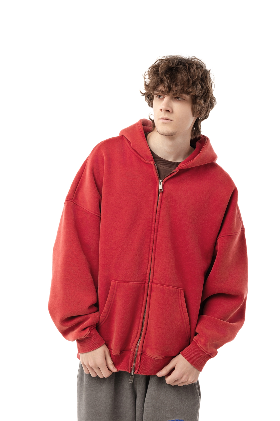 Зип-худи Бордшоп1 washed утепленный красный - фото 50072