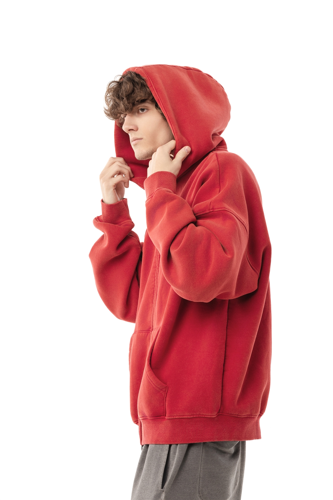 Зип-худи Бордшоп1 washed утепленный красный - фото 50079