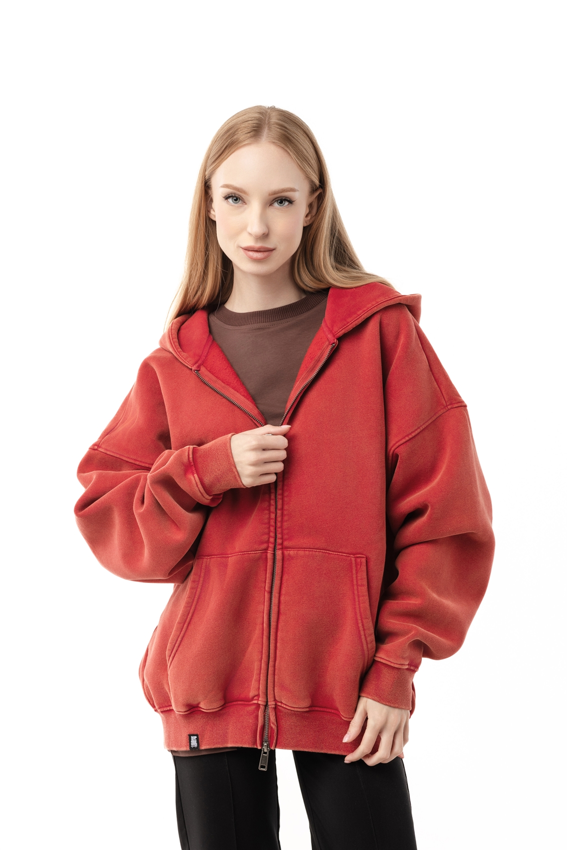 Зип-худи Бордшоп1 washed утепленный красный - фото 50081