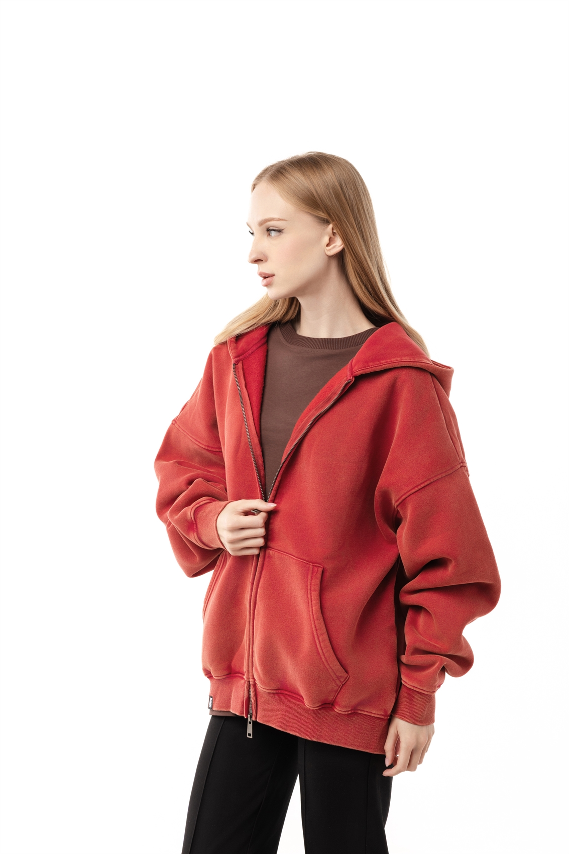 Зип-худи Бордшоп1 washed утепленный красный - фото 50082