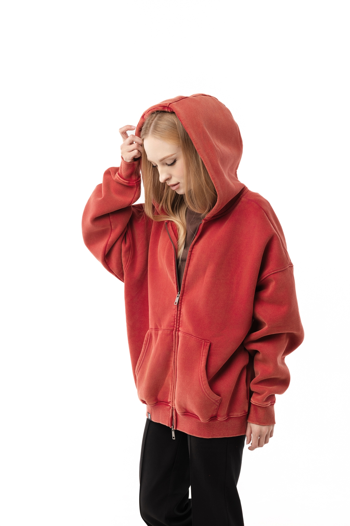 Зип-худи Бордшоп1 washed утепленный красный - фото 50085