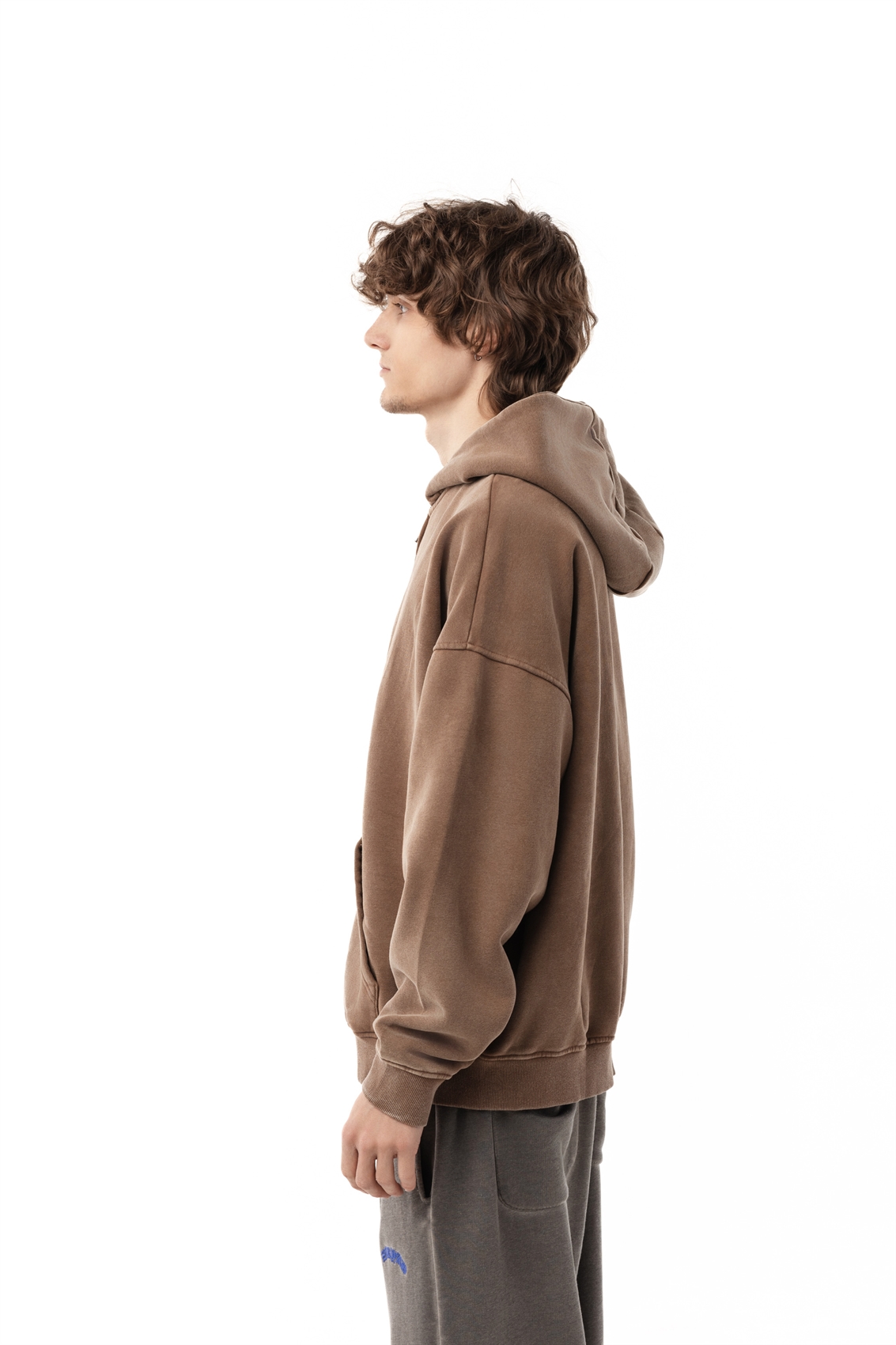 Зип-худи Бордшоп1 washed утепленный коричневый - фото 50097
