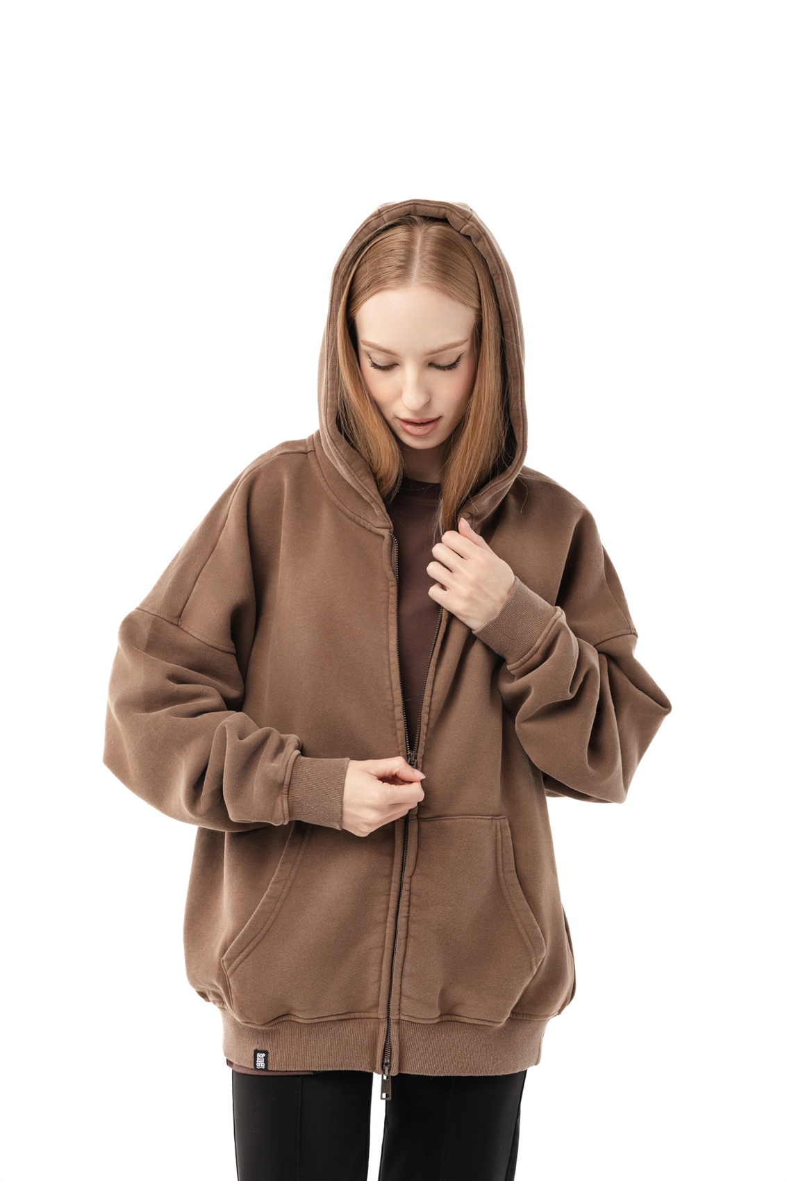 Зип-худи Бордшоп1 washed утепленный коричневый - фото 50110
