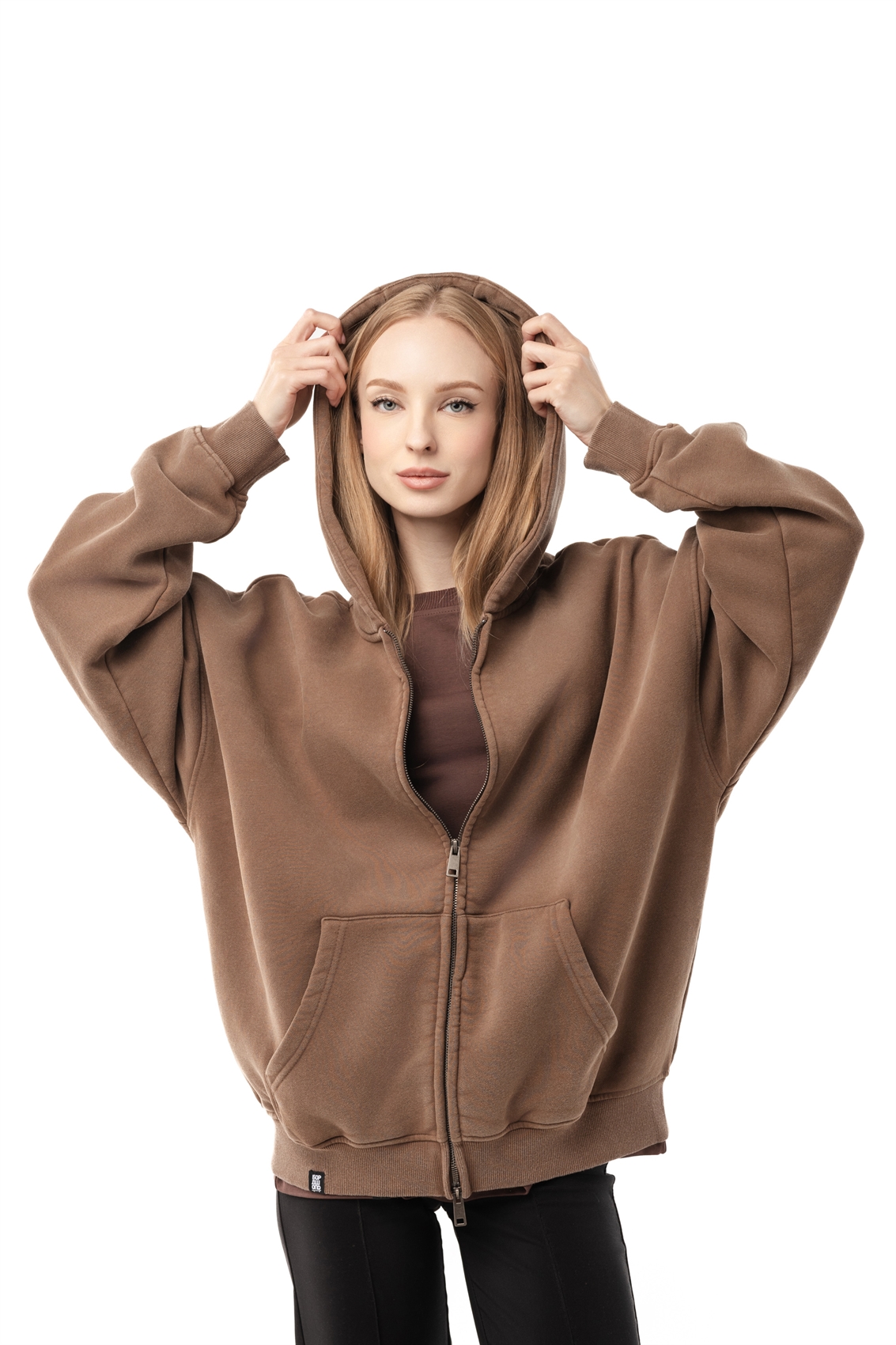 Зип-худи Бордшоп1 washed утепленный коричневый - фото 50111