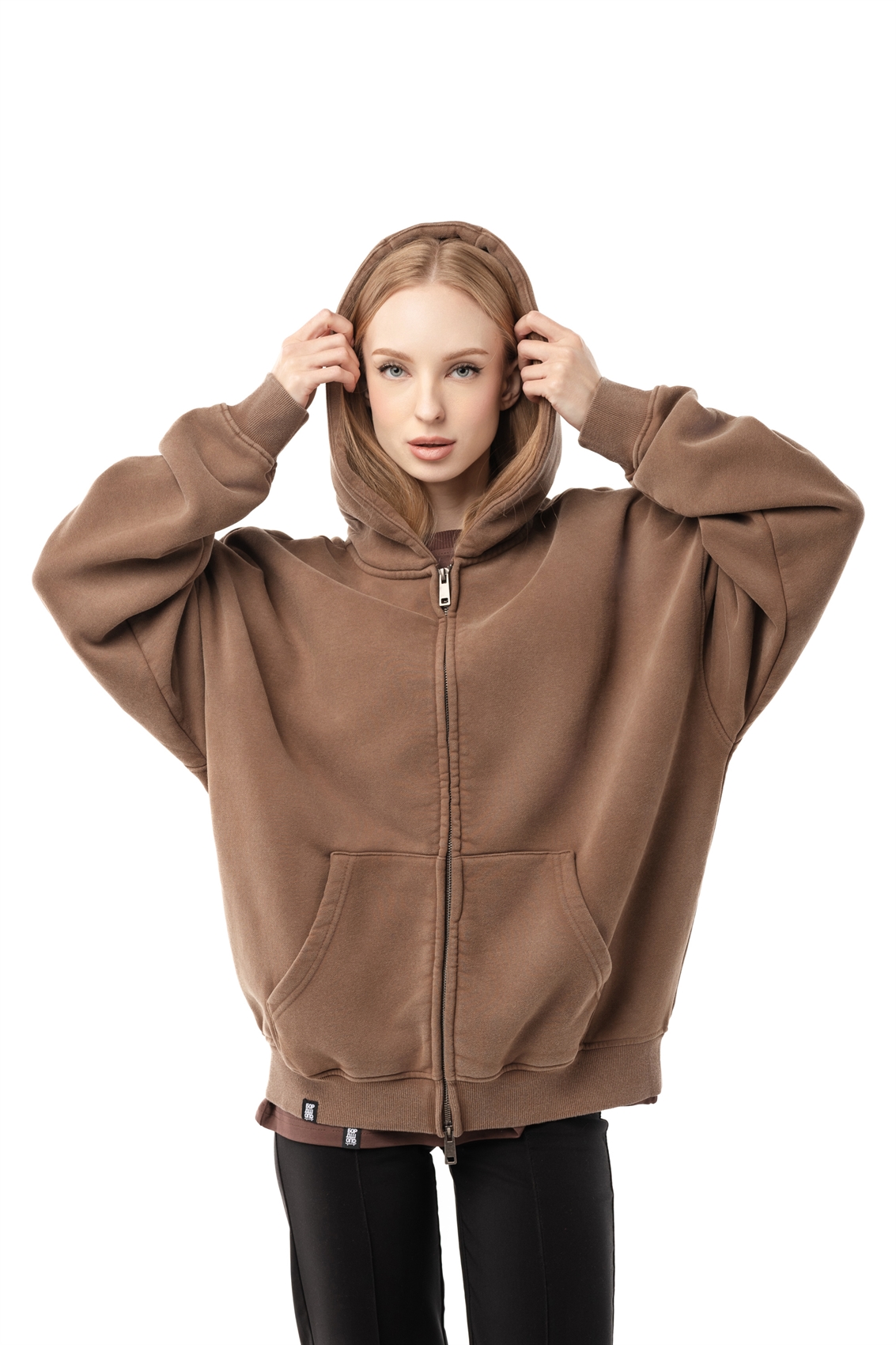 Зип-худи Бордшоп1 washed утепленный коричневый - фото 50115