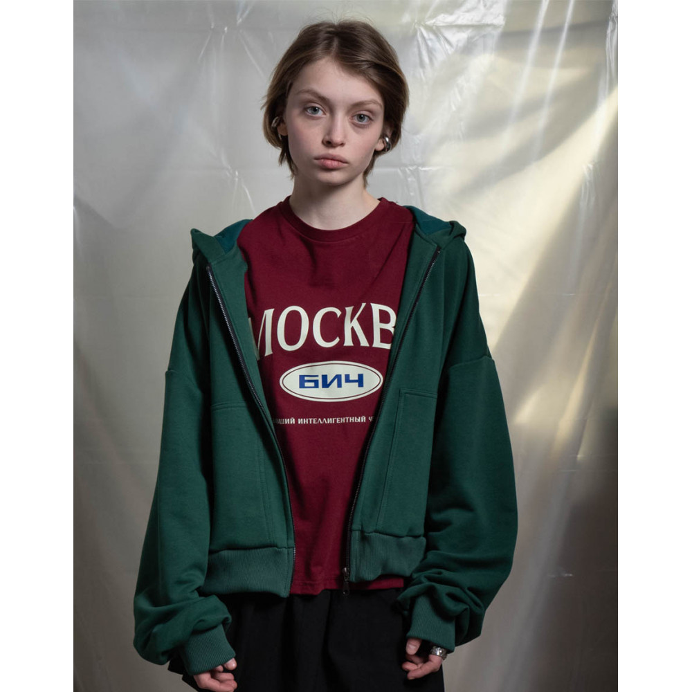 БИЧ Укороченная футболка "Москва" / бордовый - фото 50408