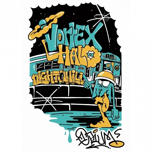 Night Quill Vortex Halo бирюзовый с оранжевой точкой стандартных баллонов - фото 52043