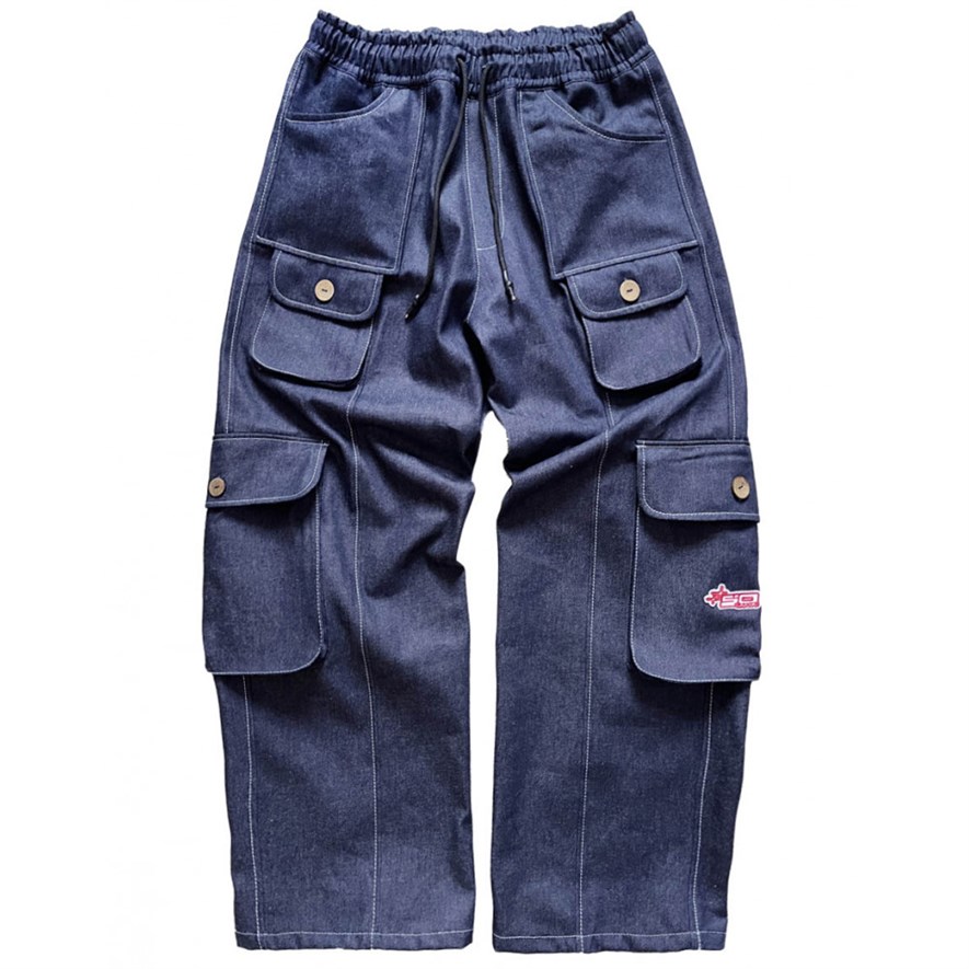 Широкие карго джинсы Sowhat / темно-синий