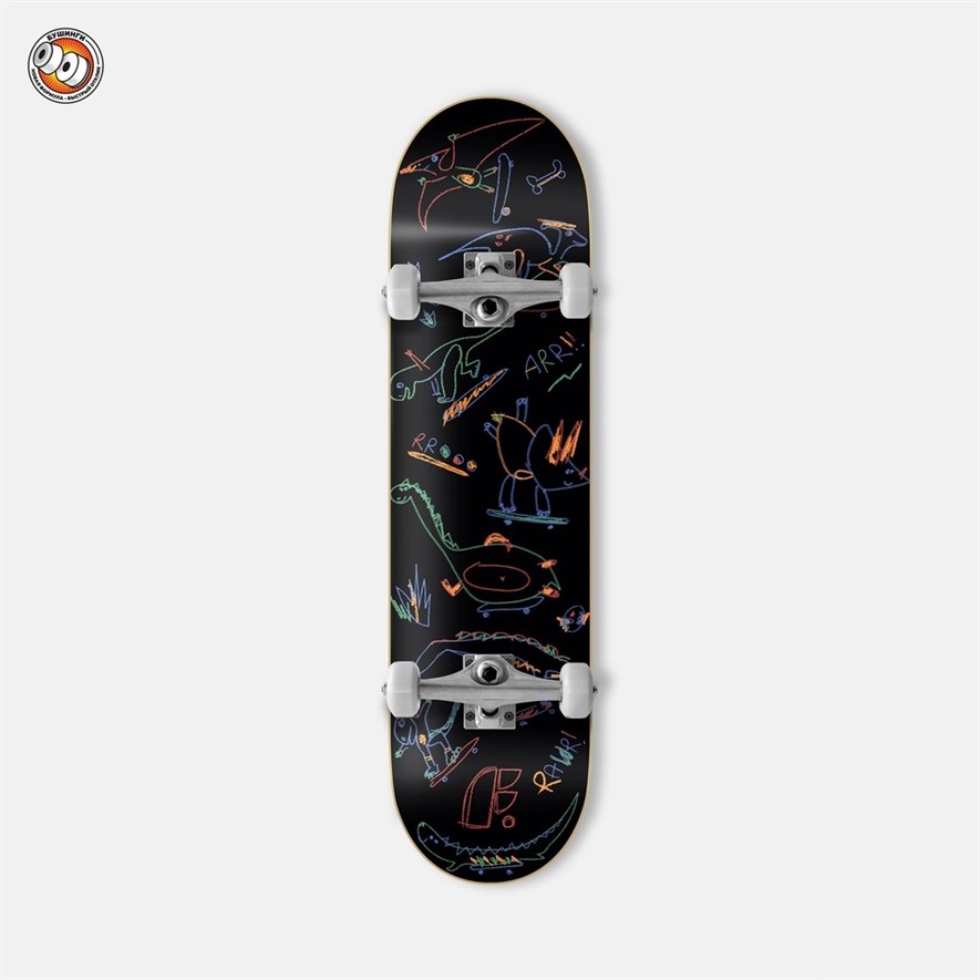 Скейтборд в сборе Footwork DINOS BLACK Размер 7.625 x 31.125
