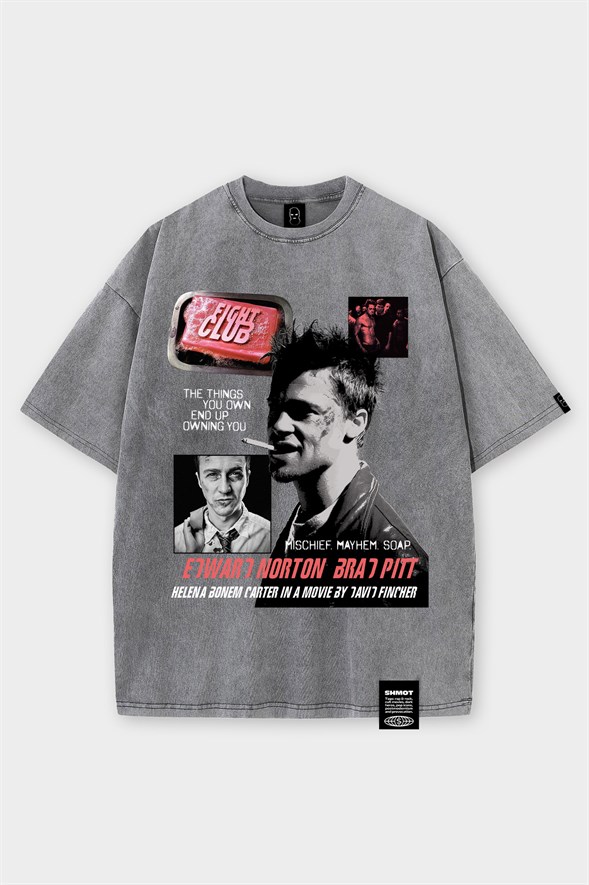 Футболка SHMOT "FIGHT CLUB", GARMENT DYE серый