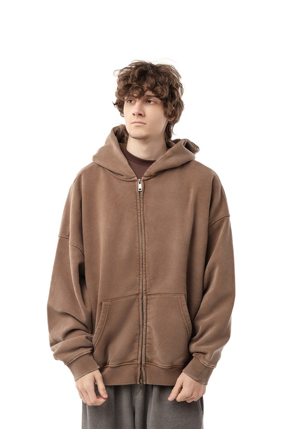 Зип-худи Бордшоп1 washed утепленный коричневый