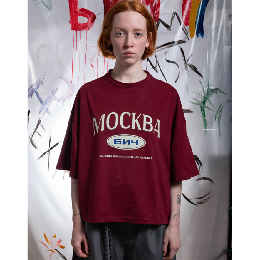 БИЧ Укороченная футболка "Москва" / бордовый