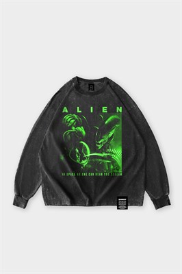 Лонгслив SHMOT "ALIEN", GARMENT DYE черный