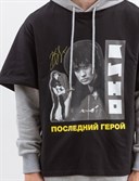 Толстовка с футболкой ZIQ & YONI x КИНО черная/серая - фото 10167