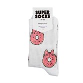 Носки SUPER SOCKS Котик Пончик (40-45, Белый ) - фото 14885