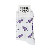 Носки SUPER SOCKS Дино фиолетовый ((35-40), Белый ) - фото 16443