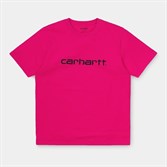 Carhartt WIP Футболка S/S Script T-Shirt RUBY PINK / BLACK. - фото 17740