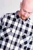 Рубашка URBAN CLASSICS Checked Flanell Shirt Black/White - фото 21155