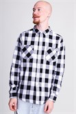 Рубашка URBAN CLASSICS Checked Flanell Shirt Black/White - фото 21157