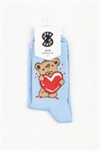 Носки SUPER SOCKS Медвежонок с сердцем, голубой - фото 34186